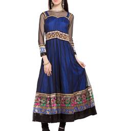 Blue Plain Georgette Stitched Long Kurti