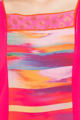 Pink Printed Georgette Stitched Long Kurti 10