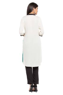 White Plain Georgette Stitched Long Kurti 9