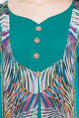 Blue Printed Georgette Stitched Long Kurti 10
