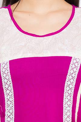 Purple Printed Cotton Stitched Long Kurti 10