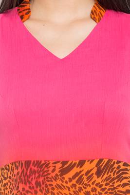 Orange Printed Georgette Stitched Long Kurti 10