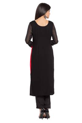 Red Plain Cotton Stitched Long Kurti 9