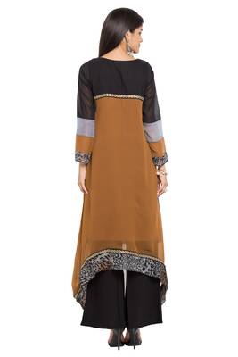 Brown Printed Georgette Stitched Long Kurti 9