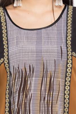 Brown Printed Georgette Stitched Long Kurti 10
