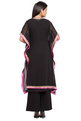 Black Printed Georgette Stitched Long Kurtis 9