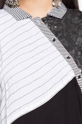 Black Embroidered Cotton Stitched Long Kurti 10