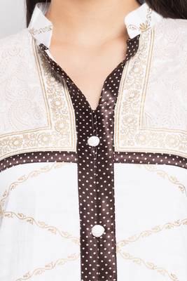 White Plain Cotton Stitched Long Kurtis 10