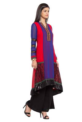Purple Printed Georgette Stitched Long Kurti 7