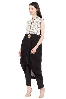 Black Plain Georgette Stitched Long Kurti 8