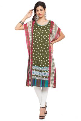 Green   Printed Georgette Stitched Long Kurti 2