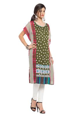 Green   Printed Georgette Stitched Long Kurti 8