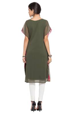 Green   Printed Georgette Stitched Long Kurti 9