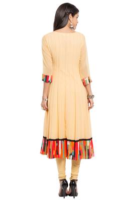 Yellow   Plain Georgette Stitched Long Kurti 9