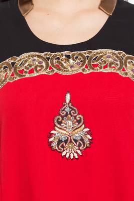 Red   Embroidered Georgette Stitched Long Kurti 8