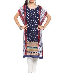 Blue   Printed Georgette Stitched Long Kurti