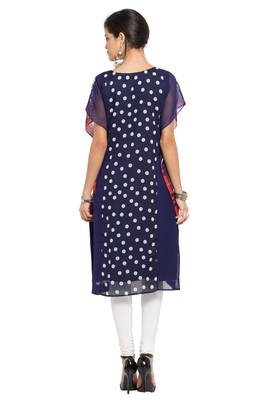 Blue   Printed Georgette Stitched Long Kurti 9