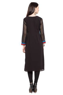 Blue Printed Georgette Stitched Long Kurti 4