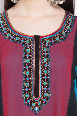 Blue Printed Georgette Stitched Long Kurti 5