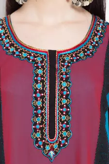 Blue Printed Georgette Stitched Long Kurti