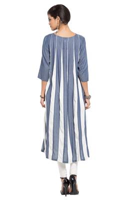 Grey Plain Cotton Stitched Long Kurti 4