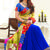 Royal blue Georgette & Net combo stone worked saree in yellow pallu-SR6047