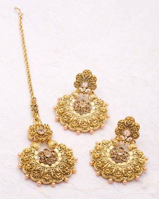 Gold Pearl Maang Tikka 1