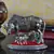 White Metal Decorative Cow with Calf statue