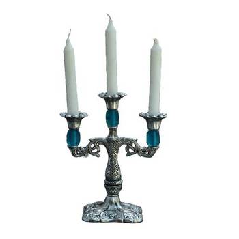 Sky Blue Metal Vintage Floral Candle Stand 2