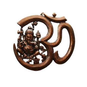 Metal wall hanging of Lord Ganesha with Om 1