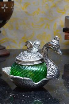 Green Crystal Mouth Freshner Container with 1 Spoon
