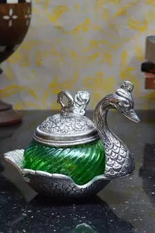 Green Crystal Mouth Freshner Container with 1 Spoon