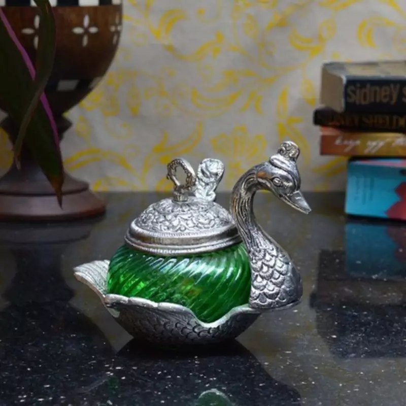 Green Crystal Mouth Freshner Container with 1 Spoon