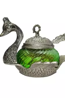 Green Crystal Mouth Freshner Container with 1 Spoon