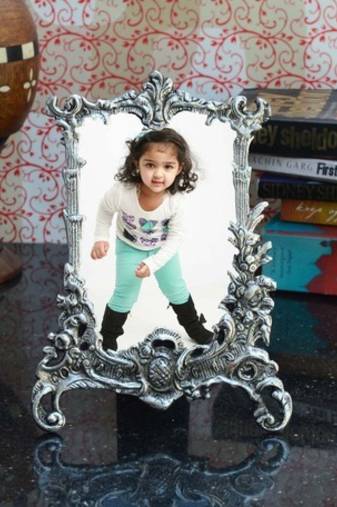 Antique Finish White Metal Rectangular Photo Frame