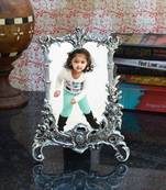 Antique Finish White Metal Rectangular Photo Frame