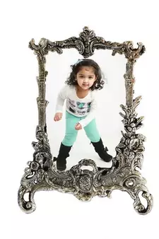 Antique Finish White Metal Rectangular Photo Frame