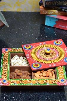 Papier-Mache Dry Fruit Box (without Dry Fruits)
