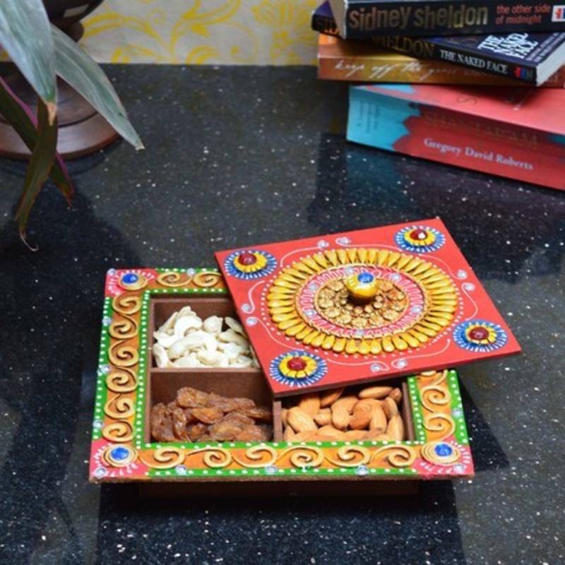 Papier-Mache Dry Fruit Box (without Dry Fruits)