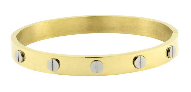 Cartier 18K Goldrhodium 316L Surgical Stainless Steel Openable Kada Bangle Bracelet For Boys Men