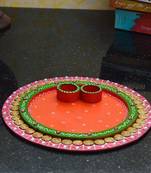 Papier-Mache Radiant Pink and Orange Pooja Thali