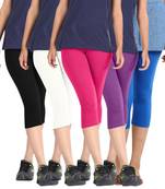 Pixie Cotton Lycra 190 GSM, 4 Way Stretchable (Pack of 5) Women capris-3-4-pants