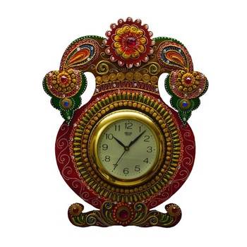 Kundan Studded Wall Clock with Kalash Design 1