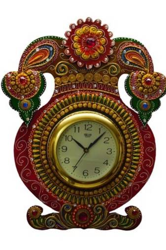 Kundan Studded Wall Clock with Kalash Design