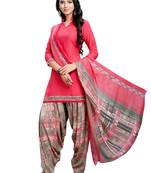 Pink printed crepe salwar with dupatta