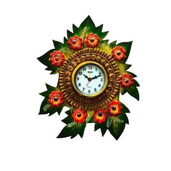 Papier-Mache Floral Wall Clock 2