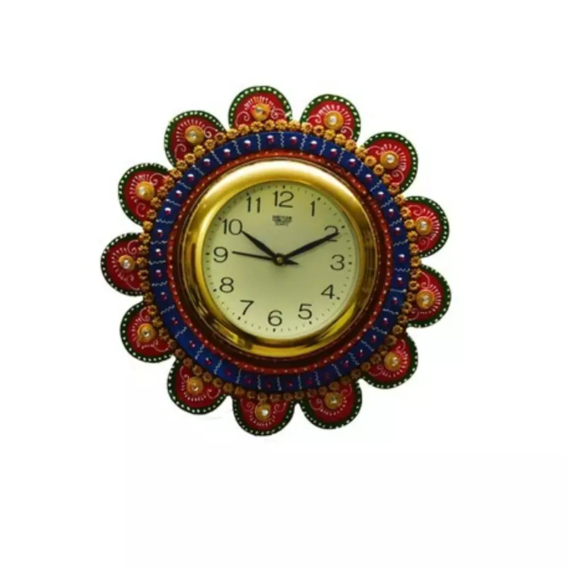Papier-Mache Round Wall Clock
