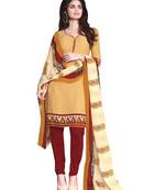 Yellow printed crepe salwar with dupatta