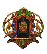 Papier-Mache Lord Ganesha with Peocock Wall Hanging