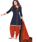 Blue printed crepe salwar with dupatta